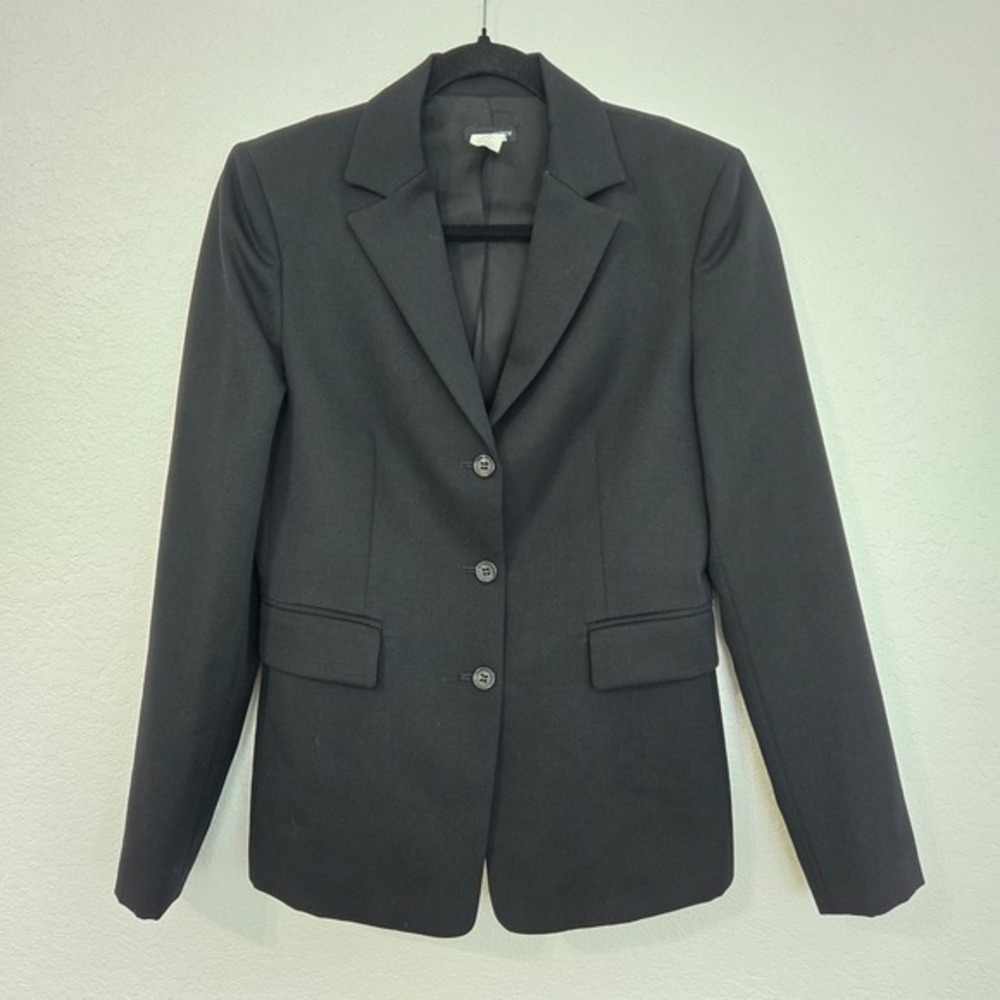 J. Crew Wool Blazer Black Classic 3 Button Front Career Size 6
